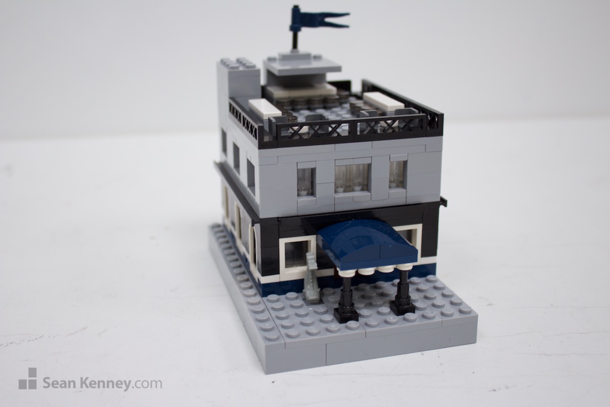 Rooftop-restaurant LEGO art by Sean Kenney