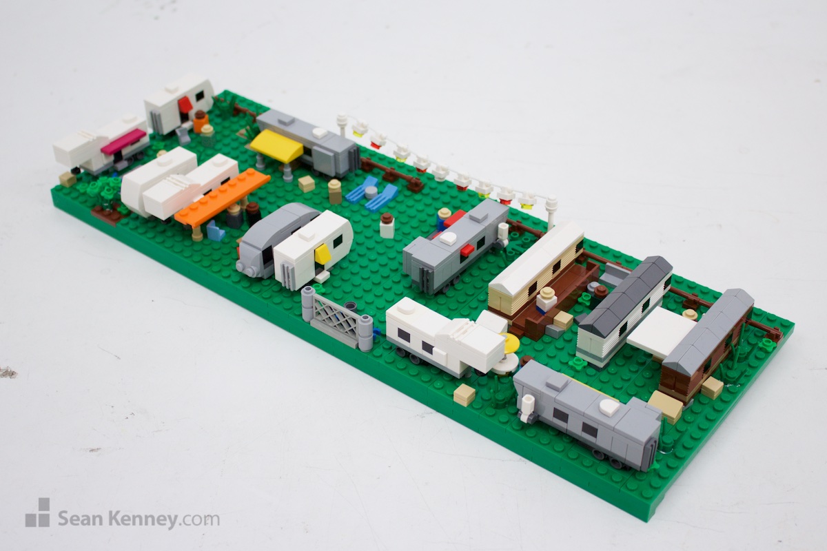 Trailer-park LEGO art by Sean Kenney