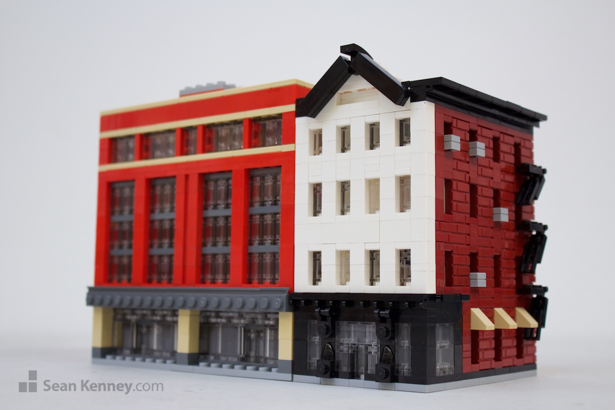 Old-and-new-shops LEGO art by Sean Kenney