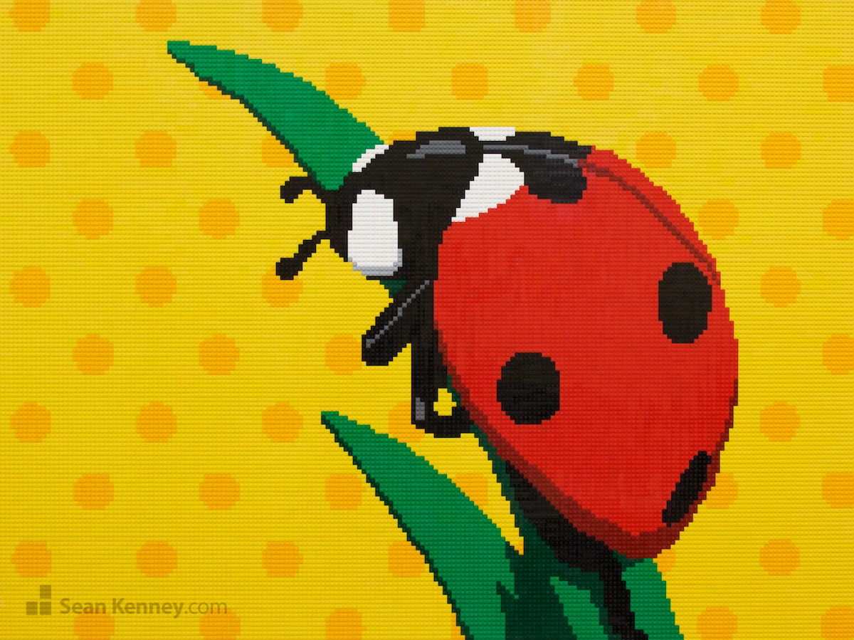 Ladybug-mural LEGO art by Sean Kenney