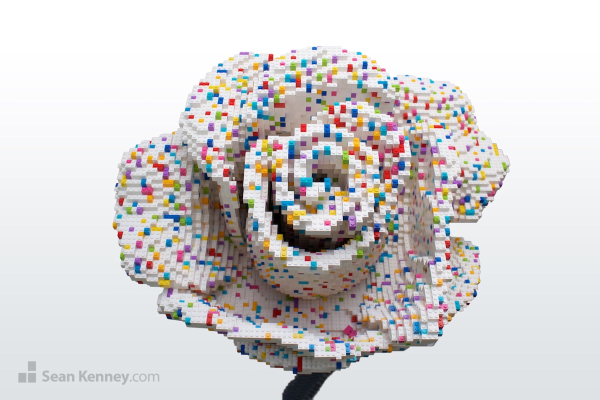 Confetti-rose LEGO art by Sean Kenney