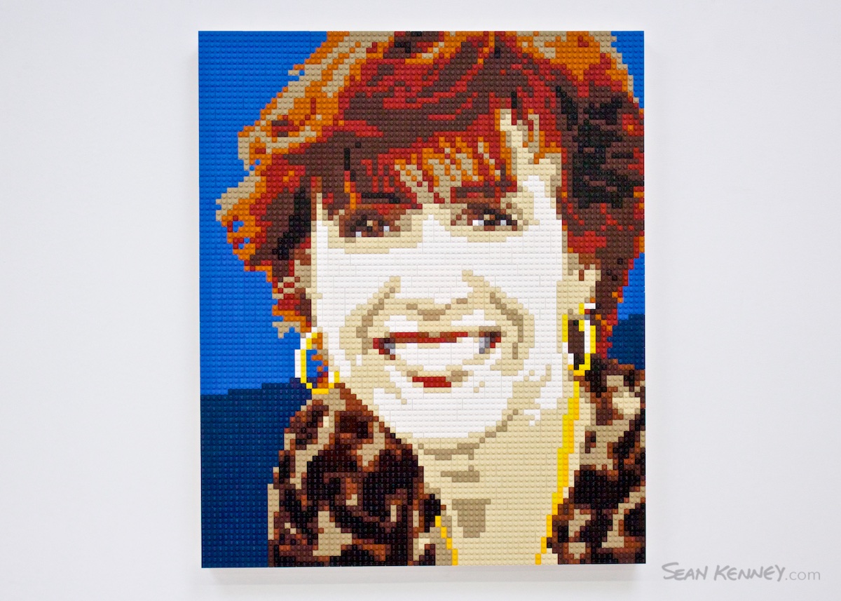 Red-haired-woman LEGO art by Sean Kenney