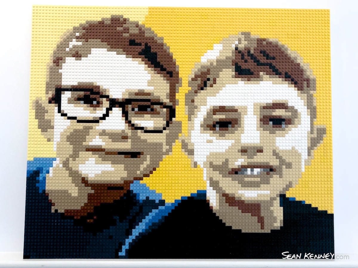 Yellow-brothers LEGO art by Sean Kenney