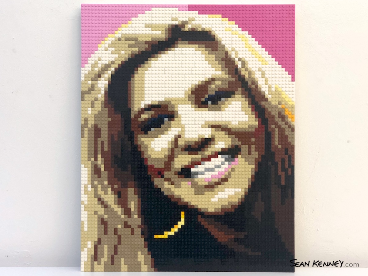Woman-with-a-hoop-earring LEGO art by Sean Kenney
