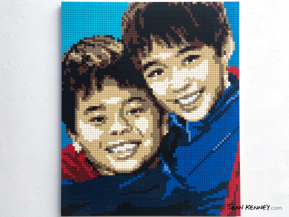 Brotherly-love LEGO art by Sean Kenney