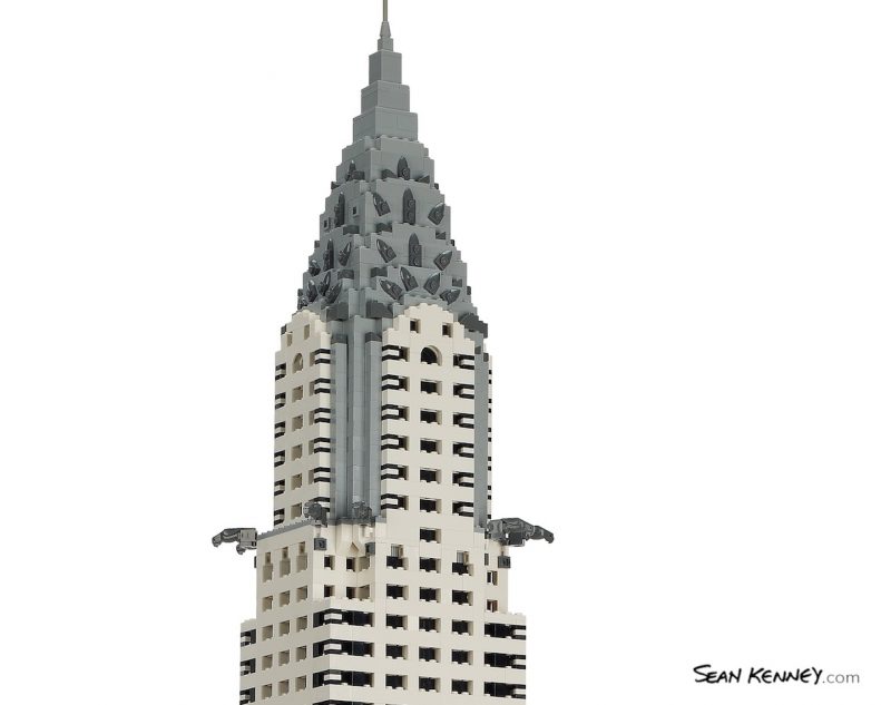 Chrysler-building LEGO art by Sean Kenney