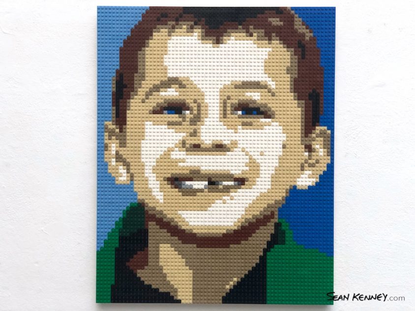 Fourth-of-eight-grandchildren LEGO art by Sean Kenney