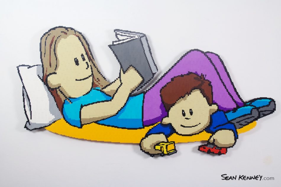 Sibling-love LEGO art by Sean Kenney