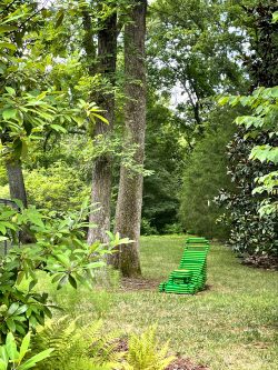 Striped green lawnmower